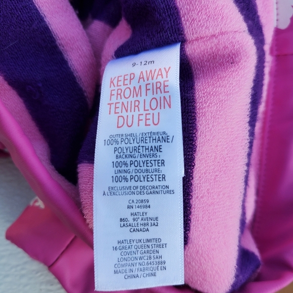 NWOT Hatley Color Changing Raincoat Pink|White Unicorn Baby Girls 9-12 Month - Picture 4 of 4